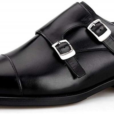 Men’s handmade genuine leather double monk strap slip on oxfords dress shoes