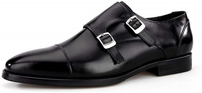 Men’s Handmade Genuine Leather Double Monk Strap Slip On Oxfords Dress Shoes