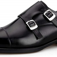 Men’s Handmade Genuine Leather Double Monk Strap Slip On Oxfords Dress Shoes - Thumbnail 4