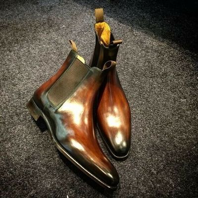 Handmade Chelsea Tan Shaded Pure Leather Shoes