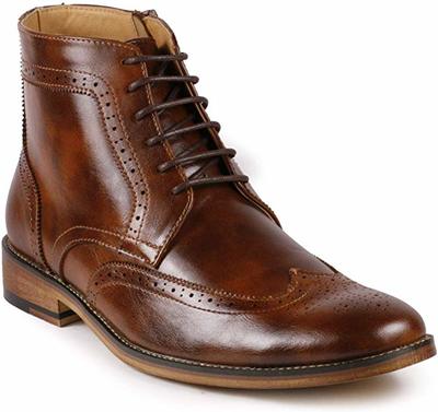 New Handmade Men’s Brown Wing Tip Lace up Ankle Dress Oxford Boot