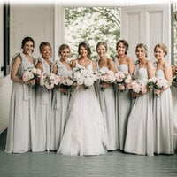 One Shoulder Chiffon Bridesmaid Dresses with Bowknot - Thumbnail 1