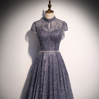 Elegant tulle sequins prom gown evening dress - Thumbnail 1