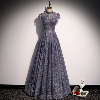 Elegant tulle sequins prom gown evening dress - Thumbnail 5