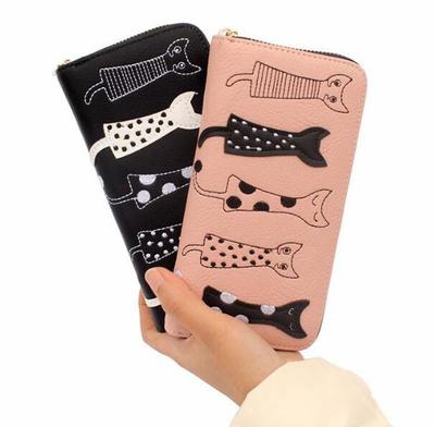 5 Cats Embroidered Cute Wallet Purse