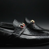 Handmade Men’s Genuine Black Printed Leather Moccasin Formal Wear Shoes - Thumbnail 2