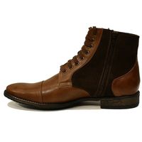 Men’s Handmade Italian Brown Ankle Boots, Men Cowhide Smooth Leather - Thumbnail 1