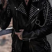 New Handmade Men’s Black Fashion Studded Punk Style Leather Jacket - Thumbnail 1