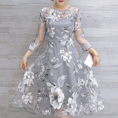 Organza floral print dress - Thumbnail 5