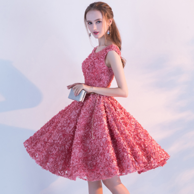 Beautiful floral lace sleeveless party dress - Thumbnail 2