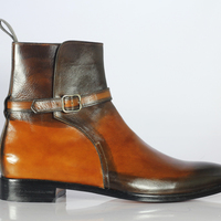 Handmade Ankle Tone Brown Leather jodhpurs Boot For Men's - Thumbnail 3