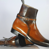 Handmade Ankle Tone Brown Leather jodhpurs Boot For Men's - Thumbnail 1