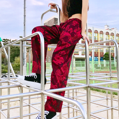 Free Shipping-DRAGON SATIN PANTS