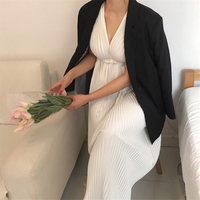 Beautiful V Neck Long Godess Boho Dress - Thumbnail 4