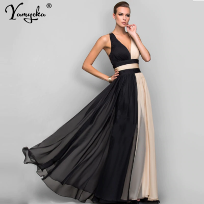 Elegant Chiffon V Neck Long Dress