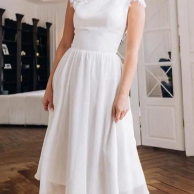 Beauty cap sleeve boho wedding dress,short wedding dress - Thumbnail 4