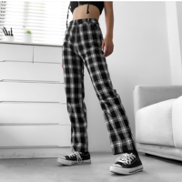 Black Vintage Plaid Pants - Thumbnail 1