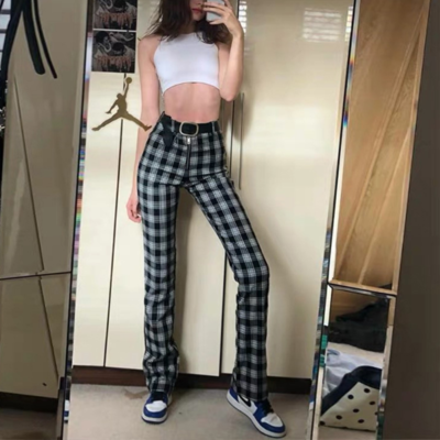 Black Vintage Plaid Pants