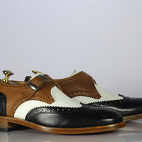 Handmade Multi Color Wing Tip Shoes Stylish Leather Monk Shoes For Men's - Thumbnail 3