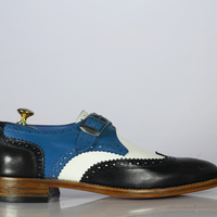 Handmade Multi Color Wing Tip Shoes Stylish Leather Monk Shoes For Men's - Thumbnail 2