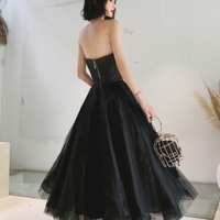 Black Elegant Strapless Evening Dress - Thumbnail 3