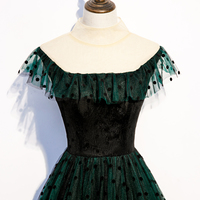 Green tulle long prom dress party dress - Thumbnail 1