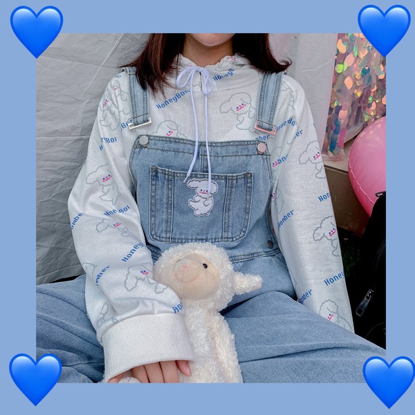 New cute rabbit long overalls