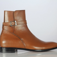 Handmade Ankle Brown Leather jodhpurs Boot For Men's - Thumbnail 3