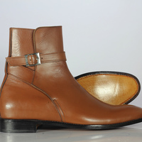 Handmade Ankle Brown Leather jodhpurs Boot For Men's - Thumbnail 2