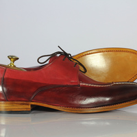 Handmade Men's Split Toe Shoes, Men's Burgundy Lace Up Leather Shoes - Thumbnail 3