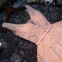 Knee Length Lace Beaded Tulle Dresses - Thumbnail 2
