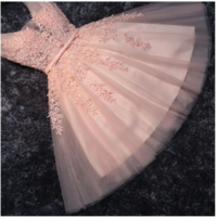Knee Length Lace Beaded Tulle Dresses - Thumbnail 1