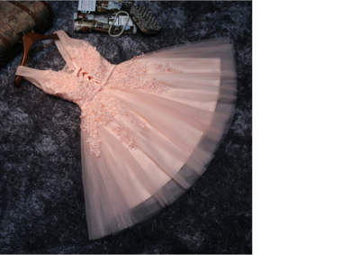 Knee Length Lace Beaded Tulle Dresses