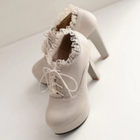 Beige Lace up Kawaii Ankle Boots - Thumbnail 2