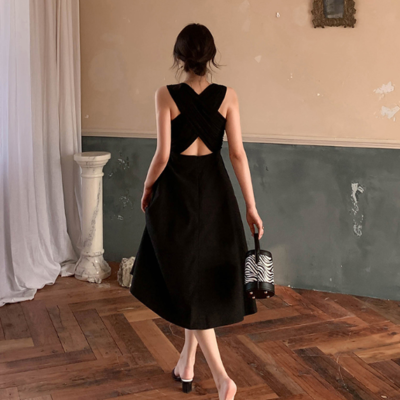Black audrey hepburn cross back dress - Thumbnail 4