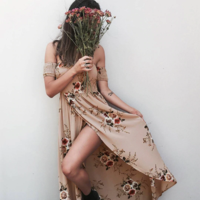 Boho Style Off Shoulder Summer Dress - Thumbnail 1