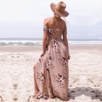 Boho Style Off Shoulder Summer Dress - Thumbnail 2