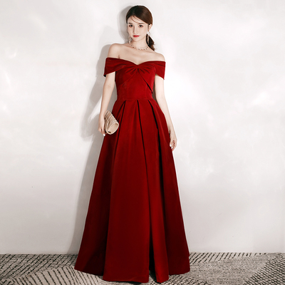A line velvet long prom dress simple evening dress - Thumbnail 4