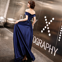 Simple satin long prom dress party dress - Thumbnail 3