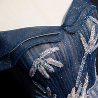 Blue tulle long prom gown formal dress - Thumbnail 2