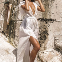 Beautiful White Boho Beach Dress - Thumbnail 2
