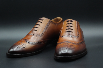 Brown Oxford Brogue Wing Tip Lace Up Formal Dress Leather Handmade Men's Shoes