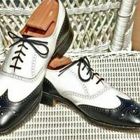 Handmade Two Tone Black & White Real Leather Brogue Shoes, Men leather Shoes - Thumbnail 2