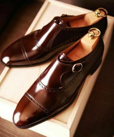 Mens Handmade Superb Leather Shoes With Buckle, Men dress shoes 100% Leather