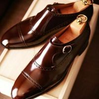 Mens Handmade Superb Leather Shoes With Buckle, Men dress shoes 100% Leather - Thumbnail 4