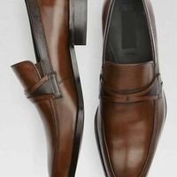 Handmade Men fashion brown formal shoes moccasins, Men leather dress shoes - Thumbnail 1