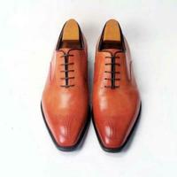 Handmade Men Tan Brown Formal Leather Shoes, Men Dress Shoes, Mens wear - Thumbnail 1
