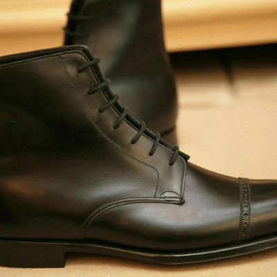 Handmade mens oxford dress boot, men black lace up ankle leather boots - Thumbnail 3