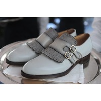 Handmade Men's Brogue, Fringes, Monk Strap Dress Shoes, Real Leather Shoes - Thumbnail 4