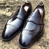 Handmade Men Black Leather Shoes, Moccasin Shoes For , Formal Dress - Thumbnail 1